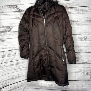 Nautica Brown Puffer Parka Coat With Hood Sm